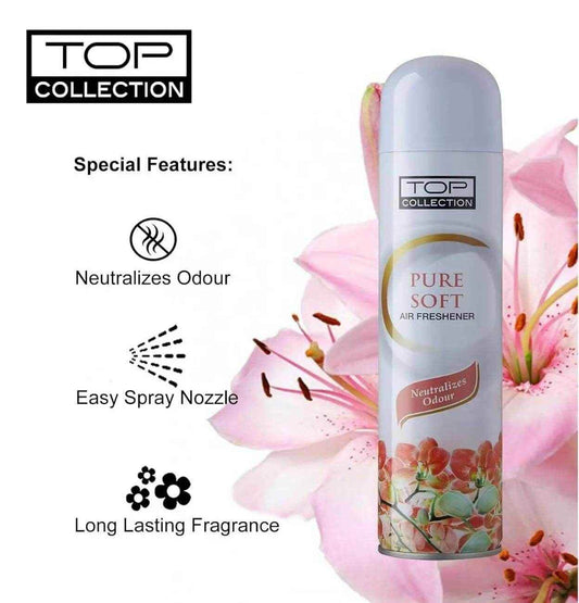 Top Collection Air Freshener - Pure Soft 300ml | Exotic Caramel, Vanilla & Citrus Fragrance | Instant Odour Neutralizer & Air Freshener for Home & Office | Made in U.A.E