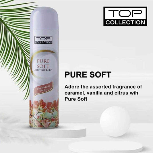 Top Collection Air Freshener - Pure Soft 300ml | Exotic Caramel, Vanilla & Citrus Fragrance | Instant Odour Neutralizer & Air Freshener for Home & Office | Made in U.A.E