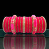 Traditional Pink Velvet Bridal Bangle Set with Stone Work – Indian Wedding Jewelry