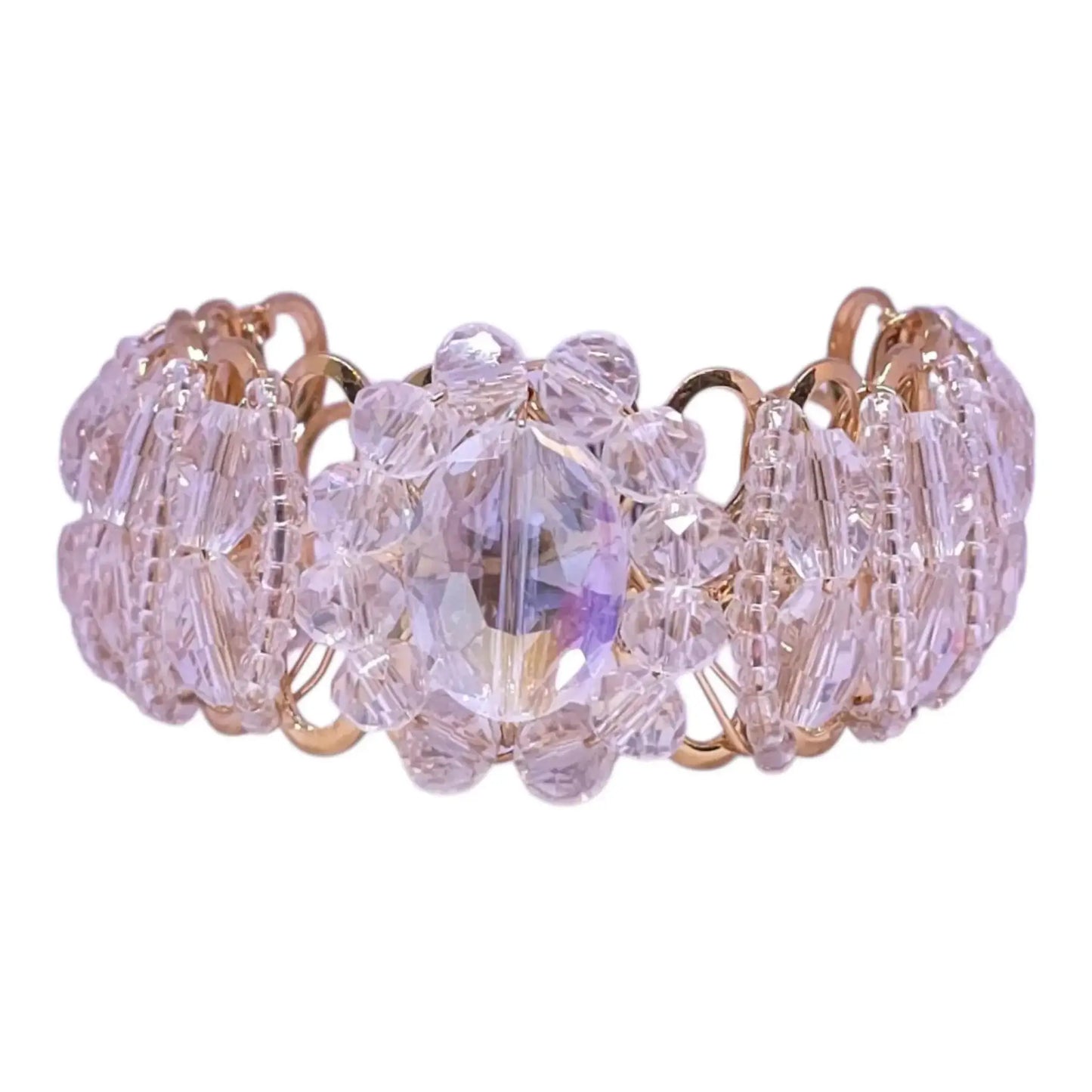 transparent crystal beads bracelet – elegant adjustable party bracelet
