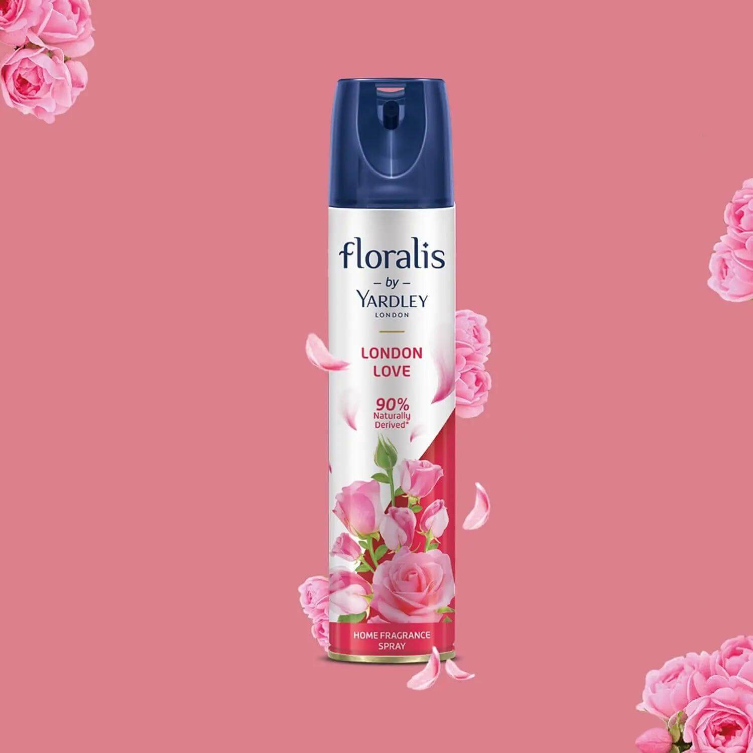 Yardley London Floralis Air Freshener Spray | London Love | Long-Lasting Floral Fragrance for Home & Office | 90% Naturally Derived Home Fragrance Spray, 210ml (Pack of 1)