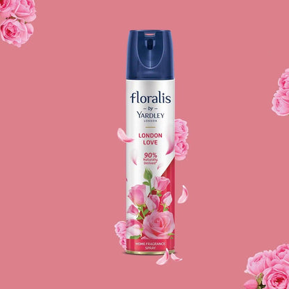 Yardley London Floralis Air Freshener Spray | London Love | Long-Lasting Floral Fragrance for Home & Office | 90% Naturally Derived Home Fragrance Spray, 210ml (Pack of 1)