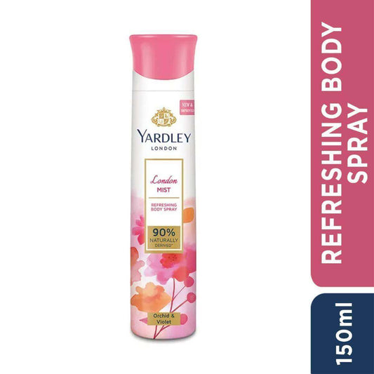Yardley London London Mist Refreshing Body Spray| Fresh Floral Scent| 90% Naturally Derived| Orchid & Violet| Deo Spray| Body Deodorant for Women| 150ml