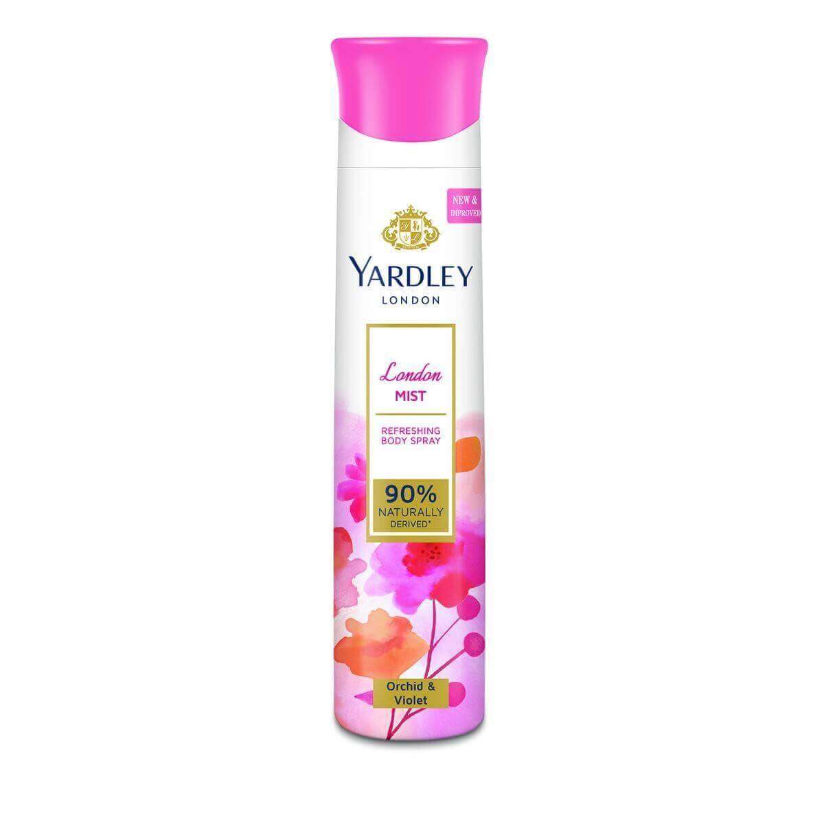 yardley london london mist refreshing body spray| fresh floral scent| 90% naturally derived| orchid & violet| deo spray| body deodorant for women| 150ml