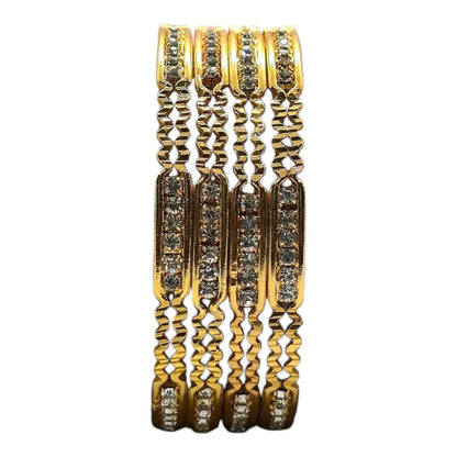 Zigzag Gold-Plated Crystal Bangles Set for Women