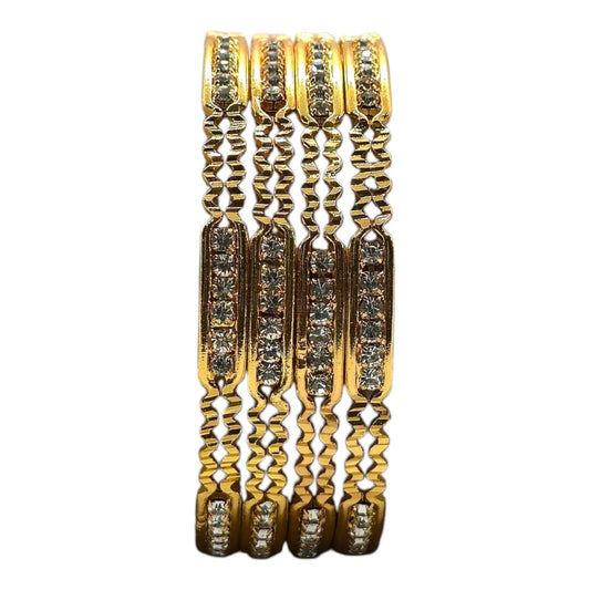 Zigzag Gold-Plated Crystal Bangles Set for Women