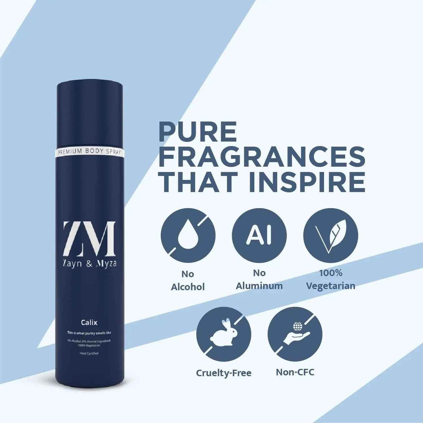 zm zayn myza calix deodorant for men - alcohol-free, long lasting 150ml